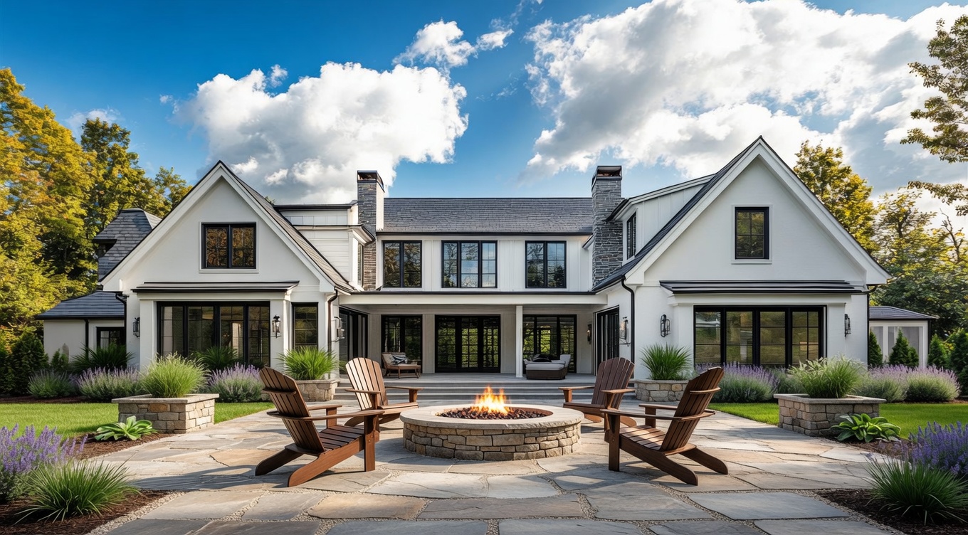 Home with fire pit